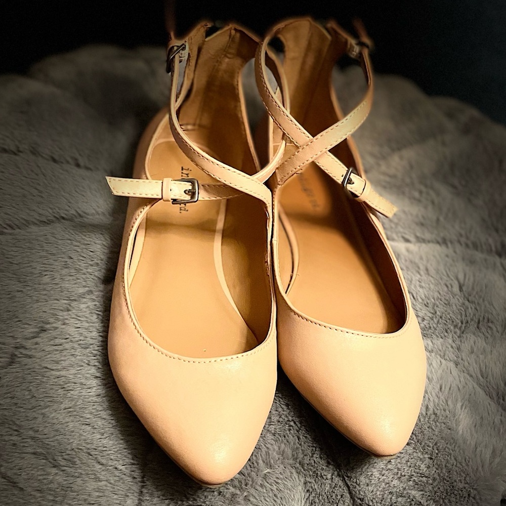 Indigo rd. Pink/Blush pointed toe flats with adjustable ankle strap